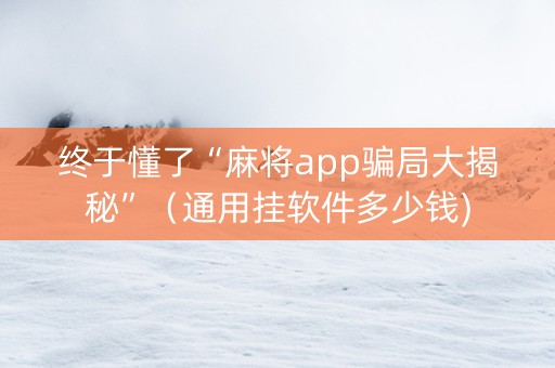 终于懂了“麻将app骗局大揭秘”（通用挂软件多少钱)