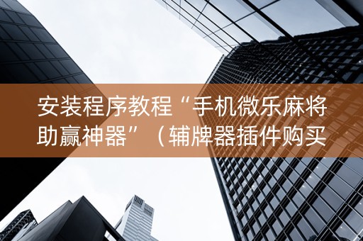 安装程序教程“手机微乐麻将助赢神器”（辅牌器插件购买)