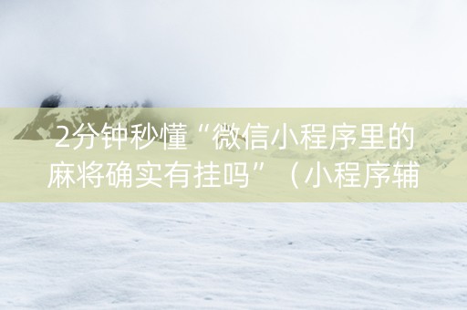 2分钟秒懂“微信小程序里的麻将确实有挂吗”（小程序辅助软件)