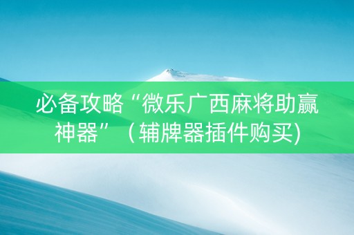 必备攻略“微乐广西麻将助赢神器”（辅牌器插件购买)