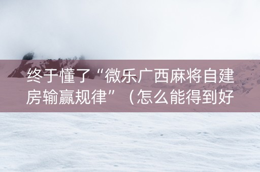 终于懂了“微乐广西麻将自建房输赢规律”（怎么能得到好牌)