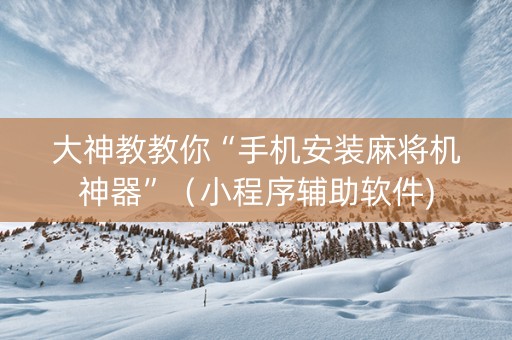 大神教教你“手机安装麻将机神器”（小程序辅助软件)