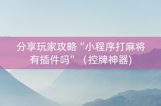 分享玩家攻略“小程序打麻将有插件吗”（控牌神器)
