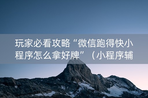 玩家必看攻略“微信跑得快小程序怎么拿好牌”（小程序辅助软件)