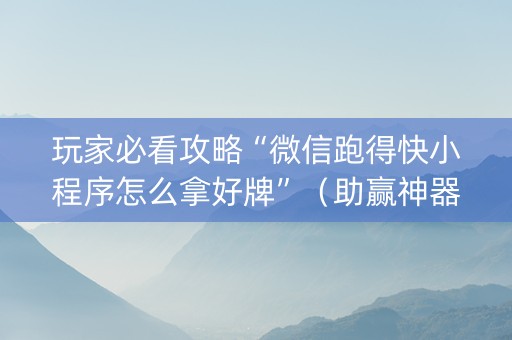 玩家必看攻略“微信跑得快小程序怎么拿好牌”（助赢神器购买)