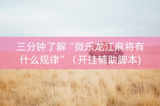 三分钟了解“微乐龙江麻将有什么规律”（开挂辅助脚本)