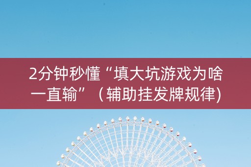 2分钟秒懂“填大坑游戏为啥一直输”（辅助挂发牌规律)