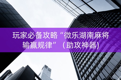 玩家必备攻略“微乐湖南麻将输赢规律”（助攻神器)