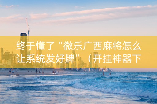 终于懂了“微乐广西麻将怎么让系统发好牌”（开挂神器下载)