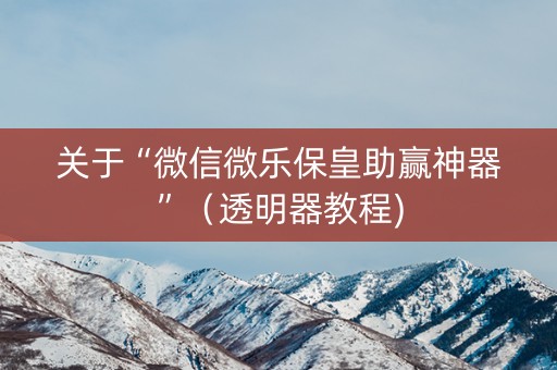 关于“微信微乐保皇助赢神器”（透明器教程)