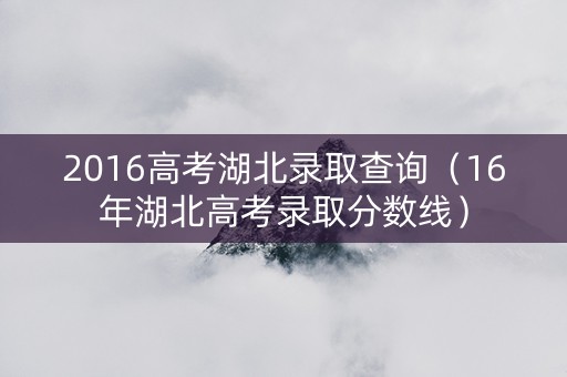 2016高考湖北录取查询（16年湖北高考录取分数线）
