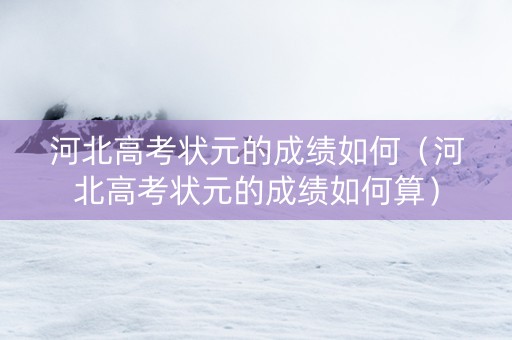 河北高考状元的成绩如何（河北高考状元的成绩如何算）
