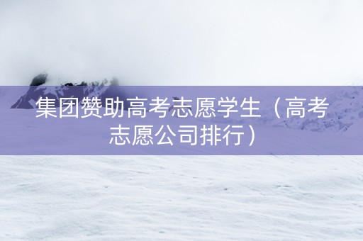 集团赞助高考志愿学生（高考志愿公司排行）