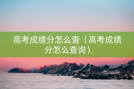 高考成绩分怎么查（高考成绩分怎么查询）