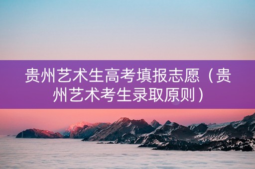 贵州艺术生高考填报志愿（贵州艺术考生录取原则）