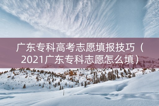 广东专科高考志愿填报技巧（2021广东专科志愿怎么填）