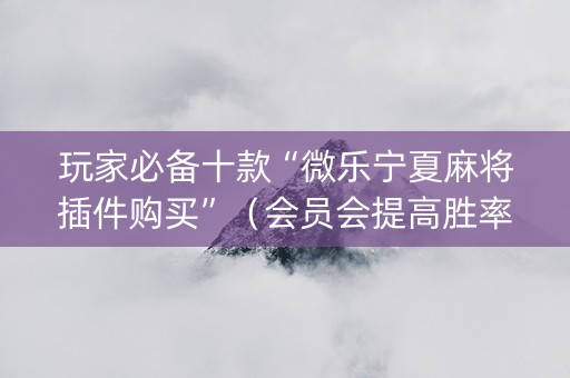 玩家必备十款“微乐宁夏麻将插件购买”（会员会提高胜率吗)