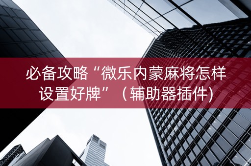 必备攻略“微乐内蒙麻将怎样设置好牌”（辅助器插件)