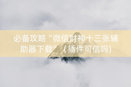 必备攻略“微信财神十三张辅助器下载”（插件可信吗)