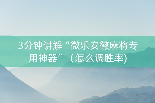 3分钟讲解“微乐安徽麻将专用神器”（怎么调胜率)