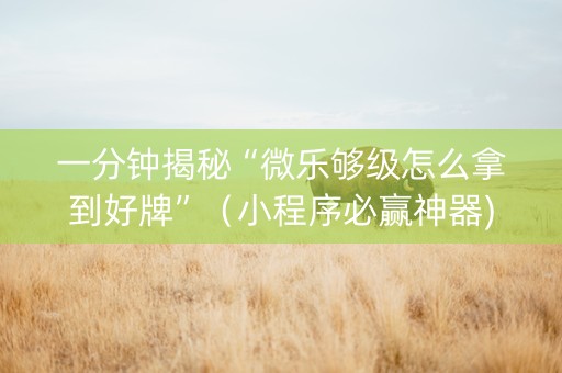 一分钟揭秘“微乐够级怎么拿到好牌”（小程序必赢神器)
