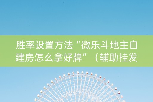 胜率设置方法“微乐斗地主自建房怎么拿好牌”（辅助挂发牌规律)