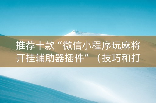 推荐十款“微信小程序玩麻将开挂辅助器插件”（技巧和打好牌方法)