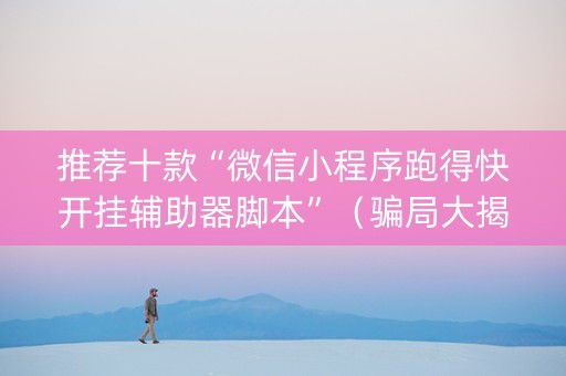 推荐十款“微信小程序跑得快开挂辅助器脚本”（骗局大揭秘)