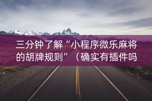 三分钟了解“小程序微乐麻将的胡牌规则”（确实有插件吗)