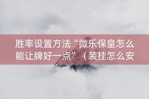 胜率设置方法“微乐保皇怎么能让牌好一点”（装挂怎么安装)