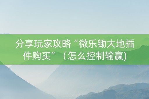 分享玩家攻略“微乐锄大地插件购买”（怎么控制输赢)