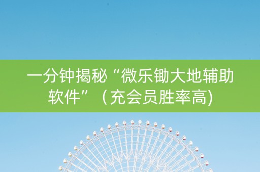 一分钟揭秘“微乐锄大地辅助软件”（充会员胜率高)