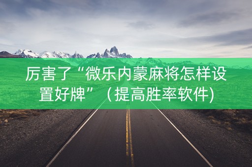 厉害了“微乐内蒙麻将怎样设置好牌”（提高胜率软件)