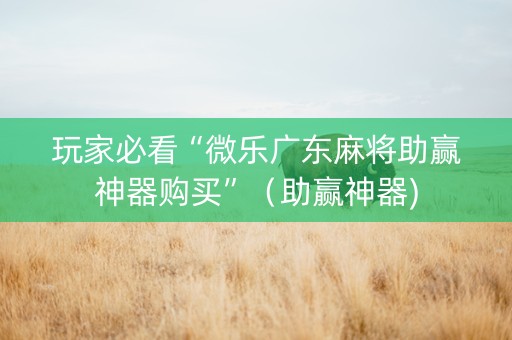 玩家必看“微乐广东麻将助赢神器购买”（助赢神器)