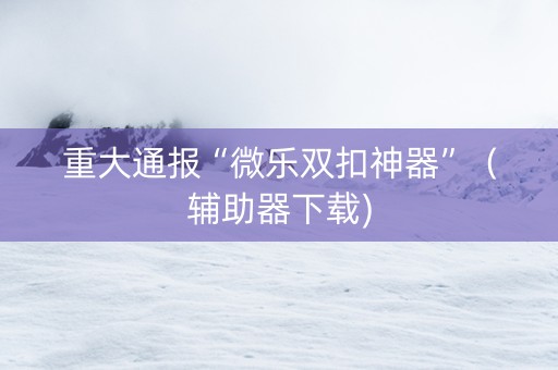 重大通报“微乐双扣神器”（辅助器下载)