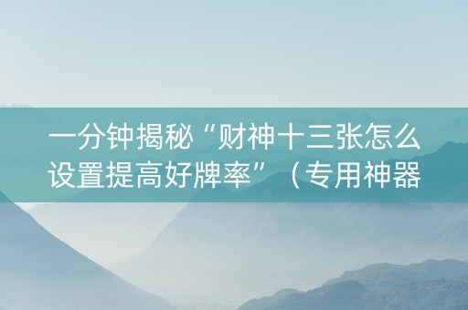 一分钟揭秘“财神十三张怎么设置提高好牌率”（专用神器)