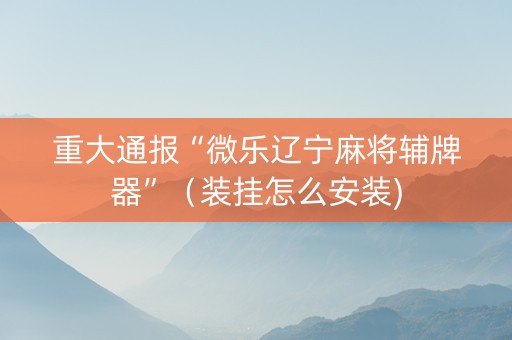 重大通报“微乐辽宁麻将辅牌器”（装挂怎么安装)