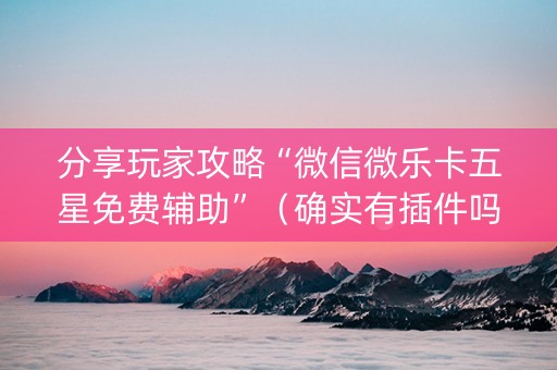 分享玩家攻略“微信微乐卡五星免费辅助”（确实有插件吗)
