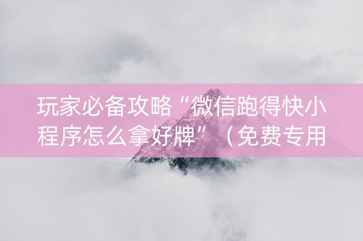 玩家必备攻略“微信跑得快小程序怎么拿好牌”（免费专用神器)