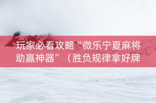 玩家必看攻略“微乐宁夏麻将助赢神器”（胜负规律拿好牌)