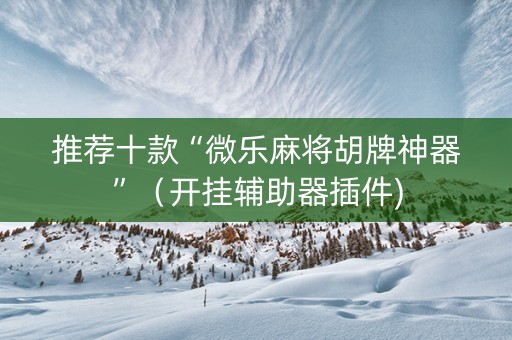 推荐十款“微乐麻将胡牌神器”（开挂辅助器插件)