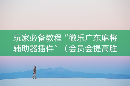 玩家必备教程“微乐广东麻将辅助器插件”（会员会提高胜率吗)