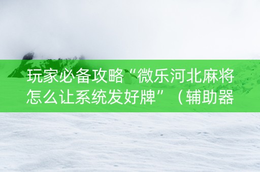 玩家必备攻略“微乐河北麻将怎么让系统发好牌”（辅助器插件)