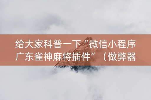 给大家科普一下“微信小程序广东雀神麻将插件”（做弊器软件下载)