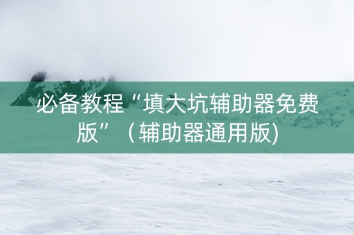 必备教程“填大坑辅助器免费版”（辅助器通用版)