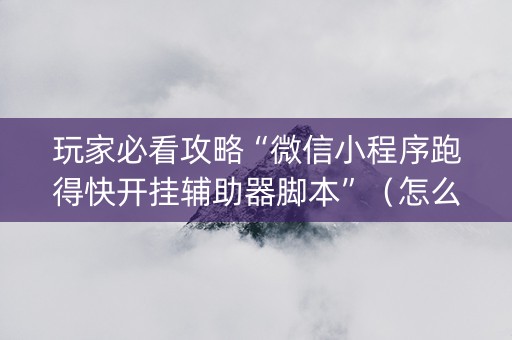 玩家必看攻略“微信小程序跑得快开挂辅助器脚本”（怎么控制输赢)