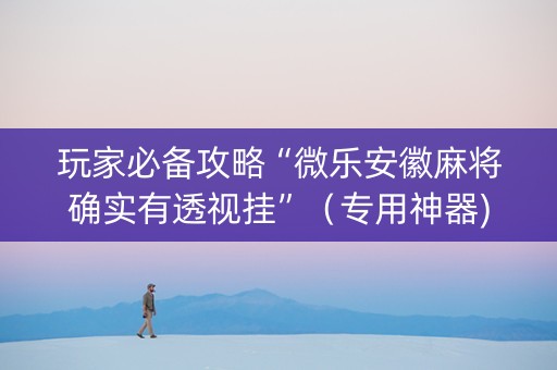 玩家必备攻略“微乐安徽麻将确实有透视挂”（专用神器)