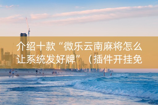介绍十款“微乐云南麻将怎么让系统发好牌”（插件开挂免费AI)