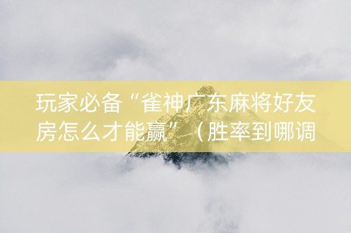 玩家必备“雀神广东麻将好友房怎么才能赢”（胜率到哪调)