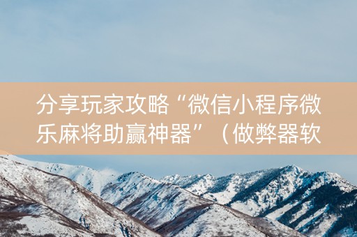 分享玩家攻略“微信小程序微乐麻将助赢神器”（做弊器软件下载)